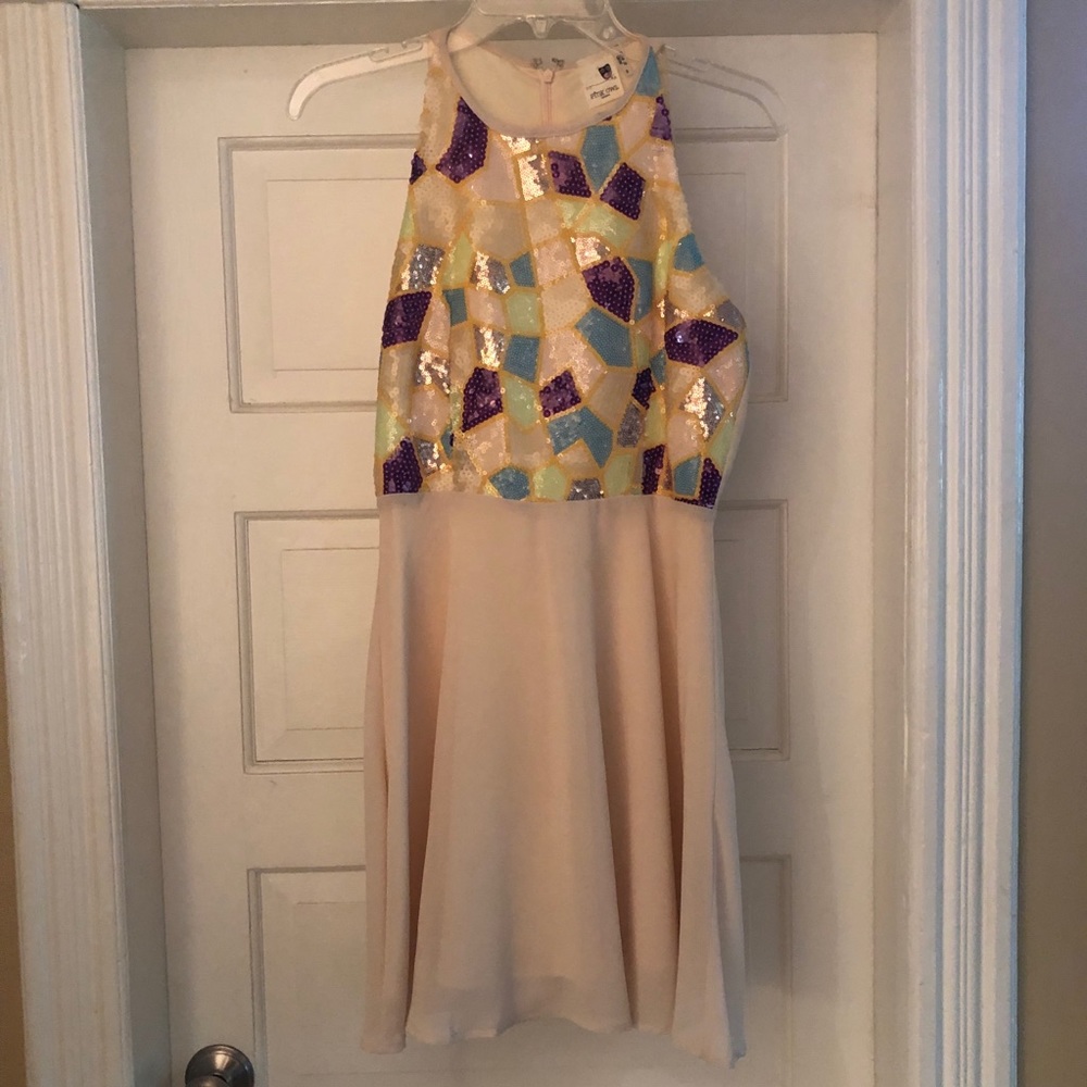 Cream and sparkly geometric pattern dress